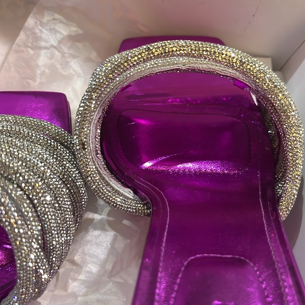 Simkhai Lena Metallic Crystal Strap Heel in Fuchsia - Picture 6 of 6